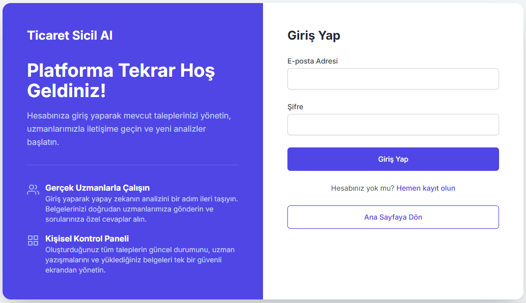 Kayıt Formu Ekran Görüntüsü